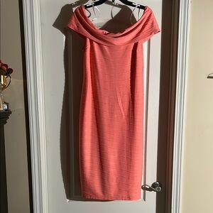 Elegant Coral Off-Shoulder Dress